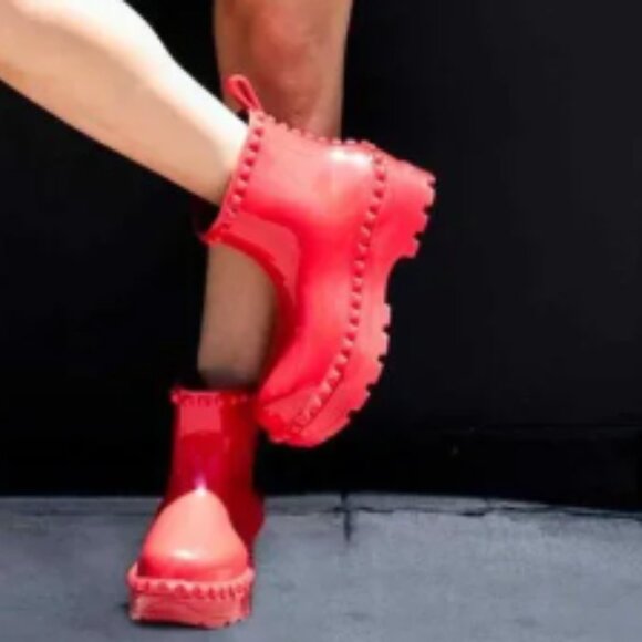 NEW CARMEN SOL Graziano Jelly Studded Boots IN red for women 1025 10t5 - Picture 6 of 12